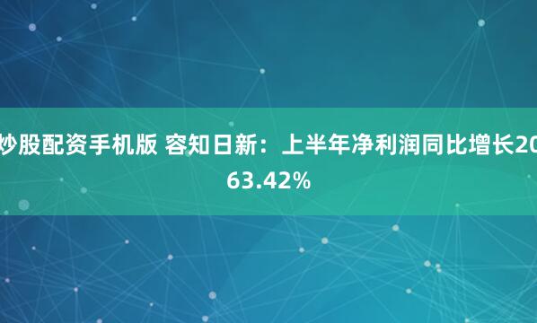 炒股配资手机版 容知日新：上半年净利润同比增长2063.42%