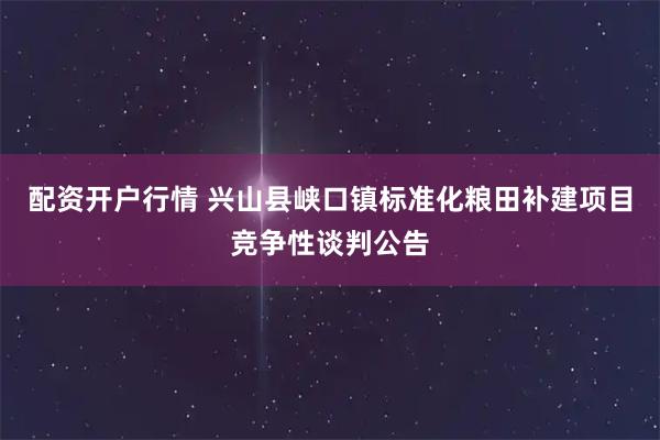 配资开户行情 兴山县峡口镇标准化粮田补建项目竞争性谈判公告