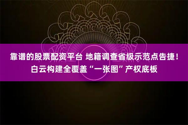 靠谱的股票配资平台 地籍调查省级示范点告捷！白云构建全覆盖“一张图”产权底板
